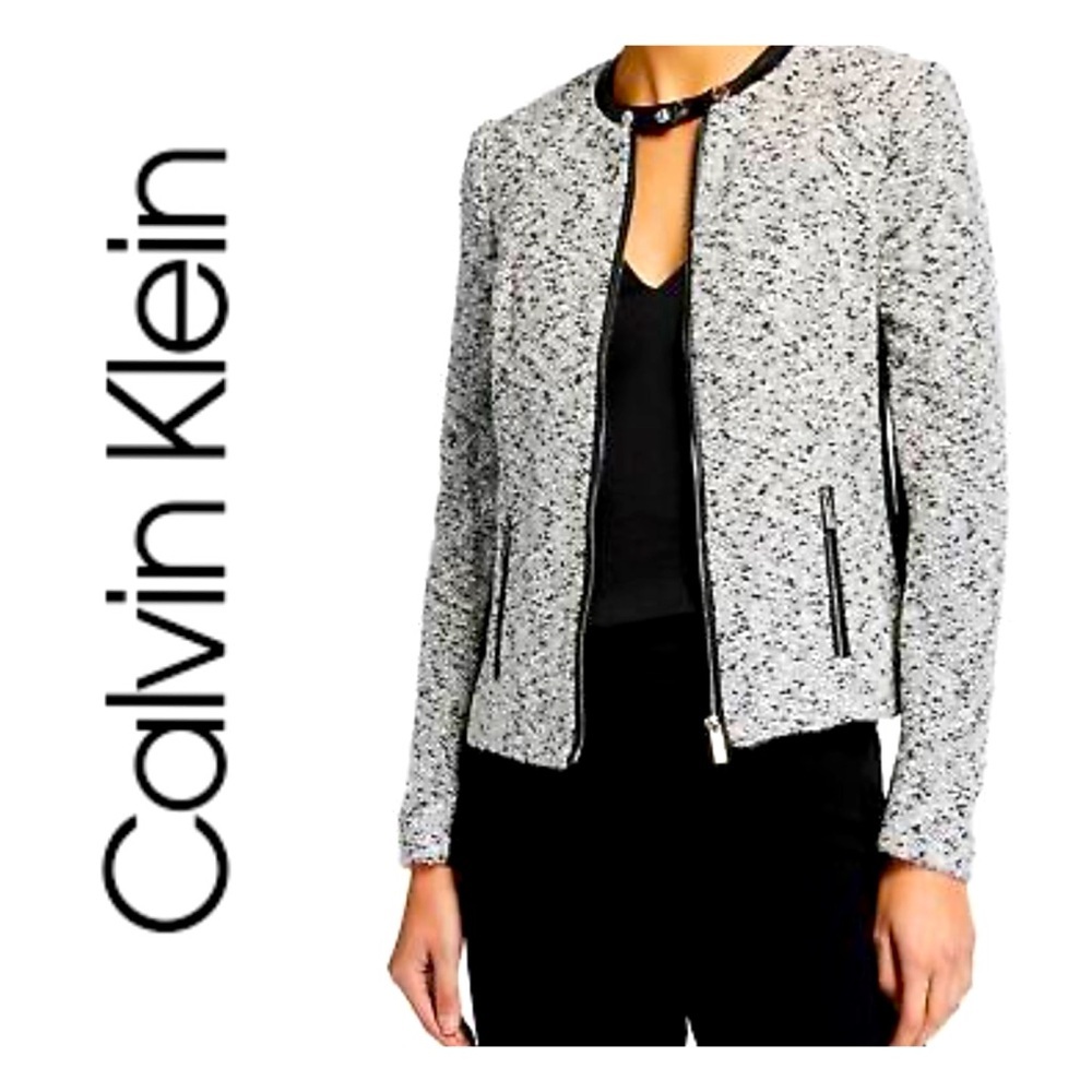 NEW Calvin Klein Tweed Cropped Blazer